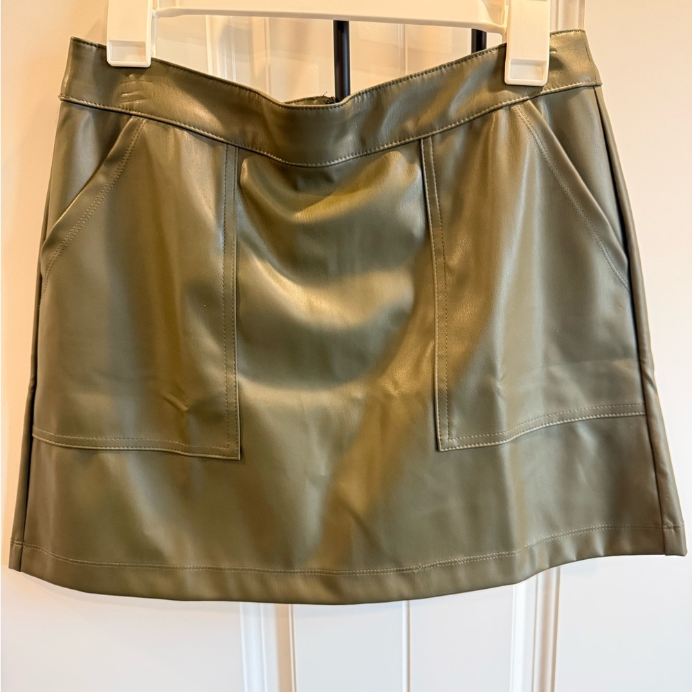 Target Olive Green Faux Leather Mini Skirt